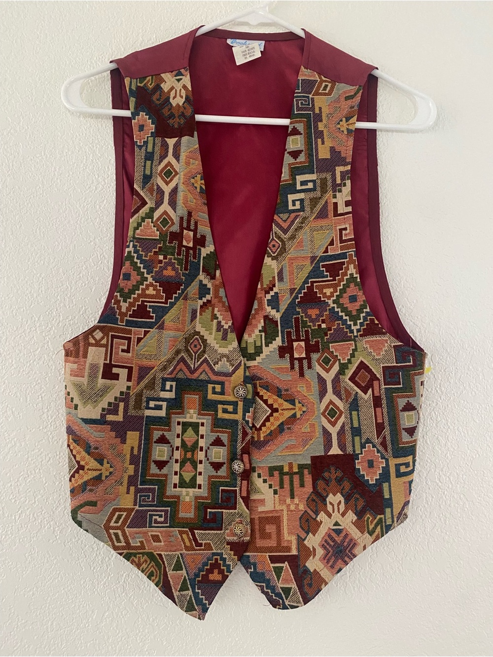 Vintage Backroad Blues Tapestry Vest Made In USA Small Southwestern Geometric
